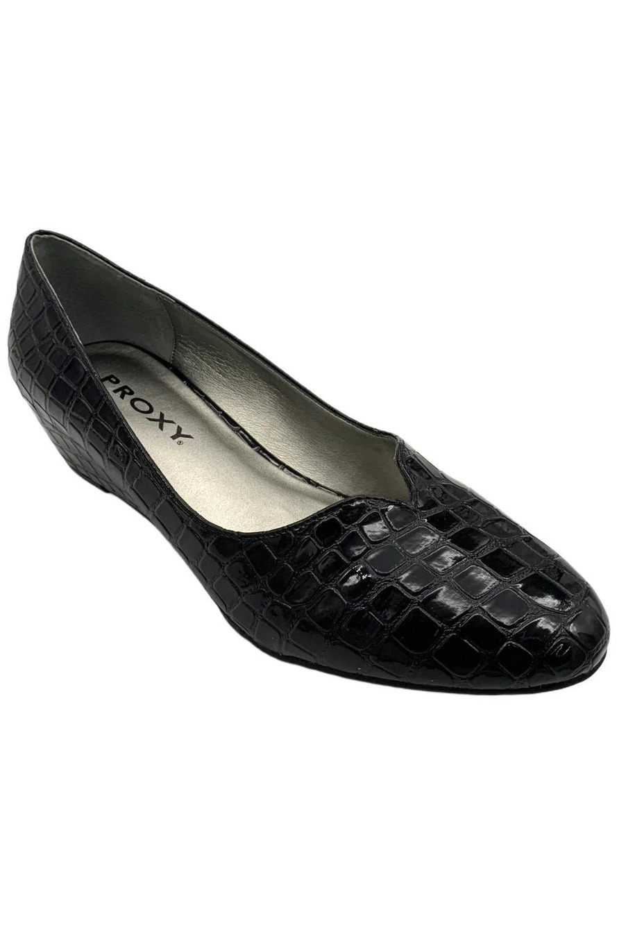 Proxy Women's Emastine Pump Heels Black Croco Print - Wide